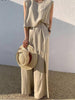 Summer Sleeveless Tracksuits Women Solid Sets Cotton Linen Loose Two Piece Sets Casual Tank Tops And Trousers Sets