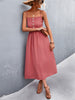 Summer Slip Long Dress Women Sexy Backless Spaghetti Strap Dress Sleeveless Solid Button Midi Dress Female Elegant Party Dress