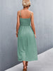 Summer Slip Long Dress Women Sexy Backless Spaghetti Strap Dress Sleeveless Solid Button Midi Dress Female Elegant Party Dress