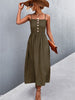 Summer Slip Long Dress Women Sexy Backless Spaghetti Strap Dress Sleeveless Solid Button Midi Dress Female Elegant Party Dress