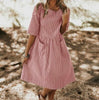 Summer Striped Dress Women Vintage Half Sleeve Pockets Dresses 2022 Plus Size Casual Baggy Sundress Female Vestido Robe