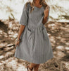 Summer Striped Dress Women Vintage Half Sleeve Pockets Dresses 2022 Plus Size Casual Baggy Sundress Female Vestido Robe