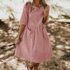 Summer Striped Dress Women Vintage Half Sleeve Pockets Dresses 2022 Plus Size Casual Baggy Sundress Female Vestido Robe