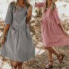 Summer Striped Dress Women Vintage Half Sleeve Pockets Dresses 2022 Plus Size Casual Baggy Sundress Female Vestido Robe