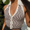 Summer Striped y2k Tops Halter Knitted Vest For Women Sexy Backless Slim Crop tops Outfits Female Tank Tops Streetwear