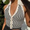 Summer Striped y2k Tops Halter Knitted Vest For Women Sexy Backless Slim Crop tops Outfits Female Tank Tops Streetwear