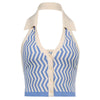 Summer Striped y2k Tops Halter Knitted Vest For Women Sexy Backless Slim Crop tops Outfits Female Tank Tops Streetwear