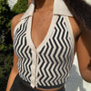 Summer Striped y2k Tops Halter Knitted Vest For Women Sexy Backless Slim Crop tops Outfits Female Tank Tops Streetwear