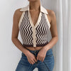 Summer Striped y2k Tops Halter Knitted Vest For Women Sexy Backless Slim Crop tops Outfits Female Tank Tops Streetwear