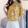 Summer Style 2023 Floral Shirt For Womens Elegant Open Shoulder Blouses Chiffon Print Blusas Women Ete Plus Size Female Tops