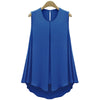 Summer Style Apricot/Blue Chiffon Blouses Women Fashion Ruffles Tops Sleeveless O-neck Casual Women Shirts Pure Color Plus Size
