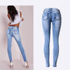 Summer Style Low Waist Sky Blue Patchwork Skinny Tights Women Pencil Jeans High Stretch Sexy Push Up Denim Women Jeans