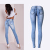 Summer Style Low Waist Sky Blue Patchwork Skinny Tights Women Pencil Jeans High Stretch Sexy Push Up Denim Women Jeans