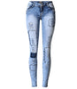 Summer Style Low Waist Sky Blue Patchwork Skinny Tights Women Pencil Jeans High Stretch Sexy Push Up Denim Women Jeans