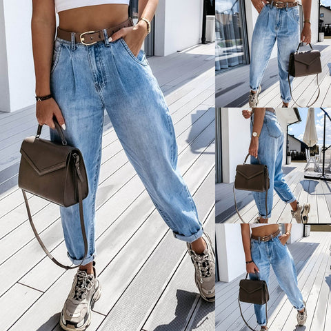 Summer Style Mid Waist Blue Casual Women Pencil Jeans High Stretch Sexy Push Up Denim Women Jeans All-match Soft Jeans