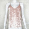 Summer Style Sleeveless Velvet Camis Women Sexy V Neck Spaghetti Strap Sexy Club Tank Top Casual Loose Camisole Tank Tops