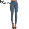 Summer Style White Hole Skinny Ripped Jeans Women Jeggings Cool Denim High Waist Pants Capris Female Skinny Black Casual Jeans