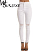 Summer Style White Hole Skinny Ripped Jeans Women Jeggings Cool Denim High Waist Pants Capris Female Skinny Black Casual Jeans