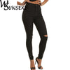 Summer Style White Hole Skinny Ripped Jeans Women Jeggings Cool Denim High Waist Pants Capris Female Skinny Black Casual Jeans
