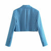 Summer Suit Za 2 Piece Set Women Sets Blue Plaid Cropped Blazer Suits Elegant Office Casual High Waist Mini Skirt Female