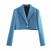 Summer Suit Za 2 Piece Set Women Sets Blue Plaid Cropped Blazer Suits Elegant Office Casual High Waist Mini Skirt Female