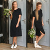 Summer T Shirt Dress Women Beach Boho Elegant Party Vintage Bodycon Casual Cotton Black Slit Midi Dresses Sundress Oversized