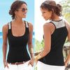 Summer Tank Tops Women Sleeveless Square Neck Bodycon T Shirt Ladies Vest Singlets Sequined White Black Tops Exercise T-Shirts