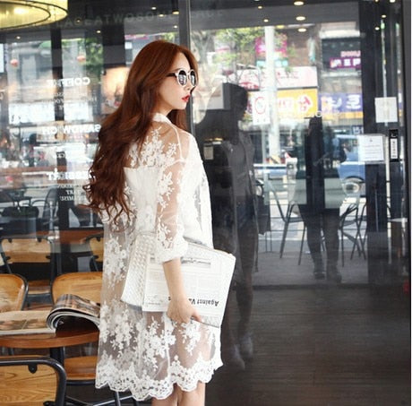 Summer The Bud Silk Organza Sunscreen Shawls Long Chiffon Cardigan Bud Silk Coat Is Prevented Bask Clothes WJ152 Vestidos