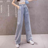 Summer Thin Wide Leg Jeans Woman Lace High Waist Light Blue Denim Pants Solid Jean Femme Mom Loose Jeans Teen Girls Plus Size