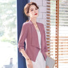 Summer Three Quarter Short Chiffon Blazer  Women Solid Slim Thin Jacket Coat Femme Solid Elegant Cardigan Korean OL Style Suit