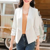 Summer Three Quarter Short Chiffon Blazer  Women Solid Slim Thin Jacket Coat Femme Solid Elegant Cardigan Korean OL Style Suit