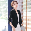 Summer Three Quarter Short Chiffon Blazer  Women Solid Slim Thin Jacket Coat Femme Solid Elegant Cardigan Korean OL Style Suit