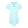 Summer Tops For Womens Tops and Blouses 2022 Elegant Print Zipper V Neck Shirts Tunic Short Sleeve Ladies Top Clothes Womens