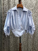 Summer Tops Sexy 2023 Blouses Women Turn-down Collar Drawstring Shoulders Casual White Yellow Pink Blue Short Shirts Crop