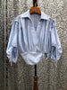 Summer Tops Sexy 2023 Blouses Women Turn-down Collar Drawstring Shoulders Casual White Yellow Pink Blue Short Shirts Crop