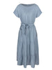 Summer Tunic Long Dress Women Boho Green Dress Short Sleeve Loose Bandage Dress Causal Lace-Up Solid O Neck Woman Dress