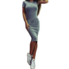Summer Tunic Pencil Dresses Women Knee-Length Skinny Office Dress Short Sleeve Bandage Slim Bodycon Beach Dress Vestidos Robes