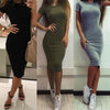 Summer Tunic Pencil Dresses Women Knee-Length Skinny Office Dress Short Sleeve Bandage Slim Bodycon Beach Dress Vestidos Robes