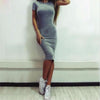 Summer Tunic Pencil Dresses Women Knee-Length Skinny Office Dress Short Sleeve Bandage Slim Bodycon Beach Dress Vestidos Robes