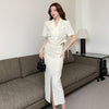 Summer Two Piece Set Outfit Suits Women Short Sleeve Double Breasted Crop Thin Blazer Top And Pencil Skirts 2 Piece Sets