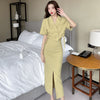 Summer Two Piece Set Outfit Suits Women Short Sleeve Double Breasted Crop Thin Blazer Top And Pencil Skirts 2 Piece Sets