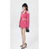 Summer Two Piece Women Off Shoulder Cropped Top + Mini Skirt Matching Set Elegant Irregular Blazer Skirts Suit Outfit