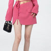 Summer Two Piece Women Off Shoulder Cropped Top + Mini Skirt Matching Set Elegant Irregular Blazer Skirts Suit Outfit