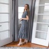 Summer V Neck Long Dress Women Casual Floral Midi Dress Short Sleeve Print Button Woman Dress Loose Holiday Beach Sundress