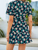 Summer V Neck Mini Dress Women Ruffles Print Floral Dress Casual Boho Side Wrap Dress Female Short Sleeve Bandage Dress