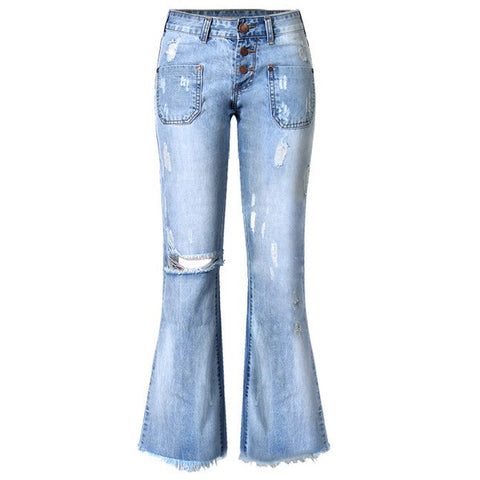 Summer With High Waist Women Flare Jeans Bell Bottom Boyfriend Ripped Jeans For Women Wide Leg Pants Denim Mom Jeans Woman 2022