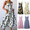 Summer Women Boho Sleeveless Dress Summer Sunflower Evening Party Floral Sundress Beach Casual Dresses