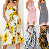 Summer Women Boho Sleeveless Dress Summer Sunflower Evening Party Floral Sundress Beach Casual Dresses