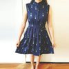 Summer Women Cactus Prints Vintage Party Dresses High Waist A-Line Sleeveless Retro Mini Dress for Female Cloth Lady Vestidos