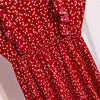 Summer Women Dress Butterfly Sleeve Floral Print O Neck High Waist Sashes Dress Vintage Female Knee Length Red Vestidos 2023